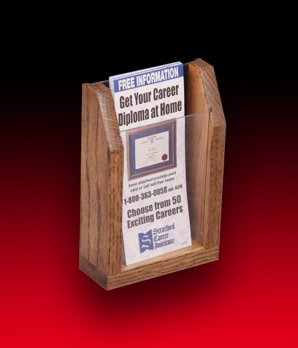 Wood Brochure Holder 4.5"L x 2.5"W x 6"H